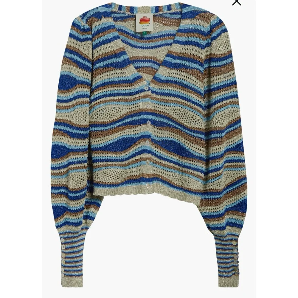 FARM Rio Mixed Waves Striped Cardigan NWOT $198 - Picture 7 of 14